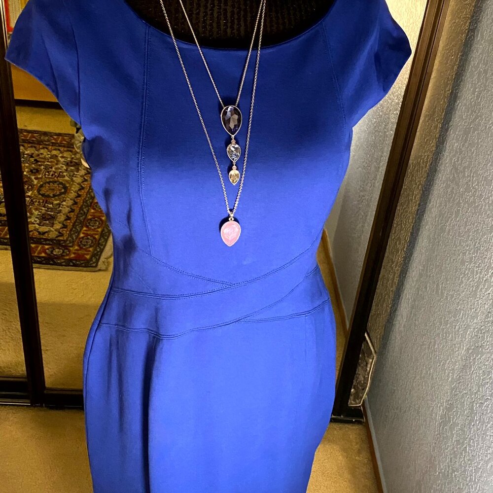 White House Black Market Royal Blue Cap-sleeve Sheath dress SZ 10